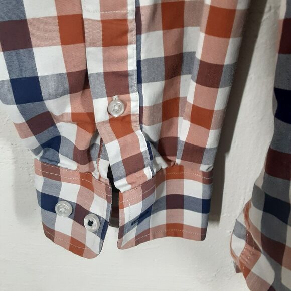Lucky Brand Button Shirt Mens Blue Orange Slim Fit Plaid Long Sleeve XL - Picture 6 of 9